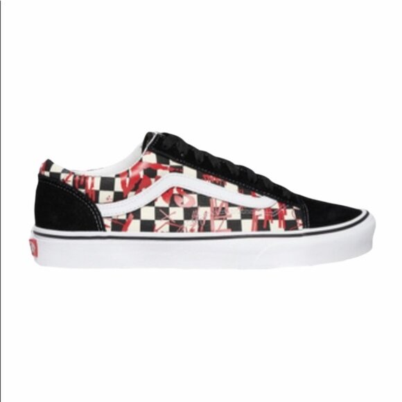 Vans style 36 crew canvas, black suede sneaker shoes 8 white checkers, red graph - Picture 1 of 1